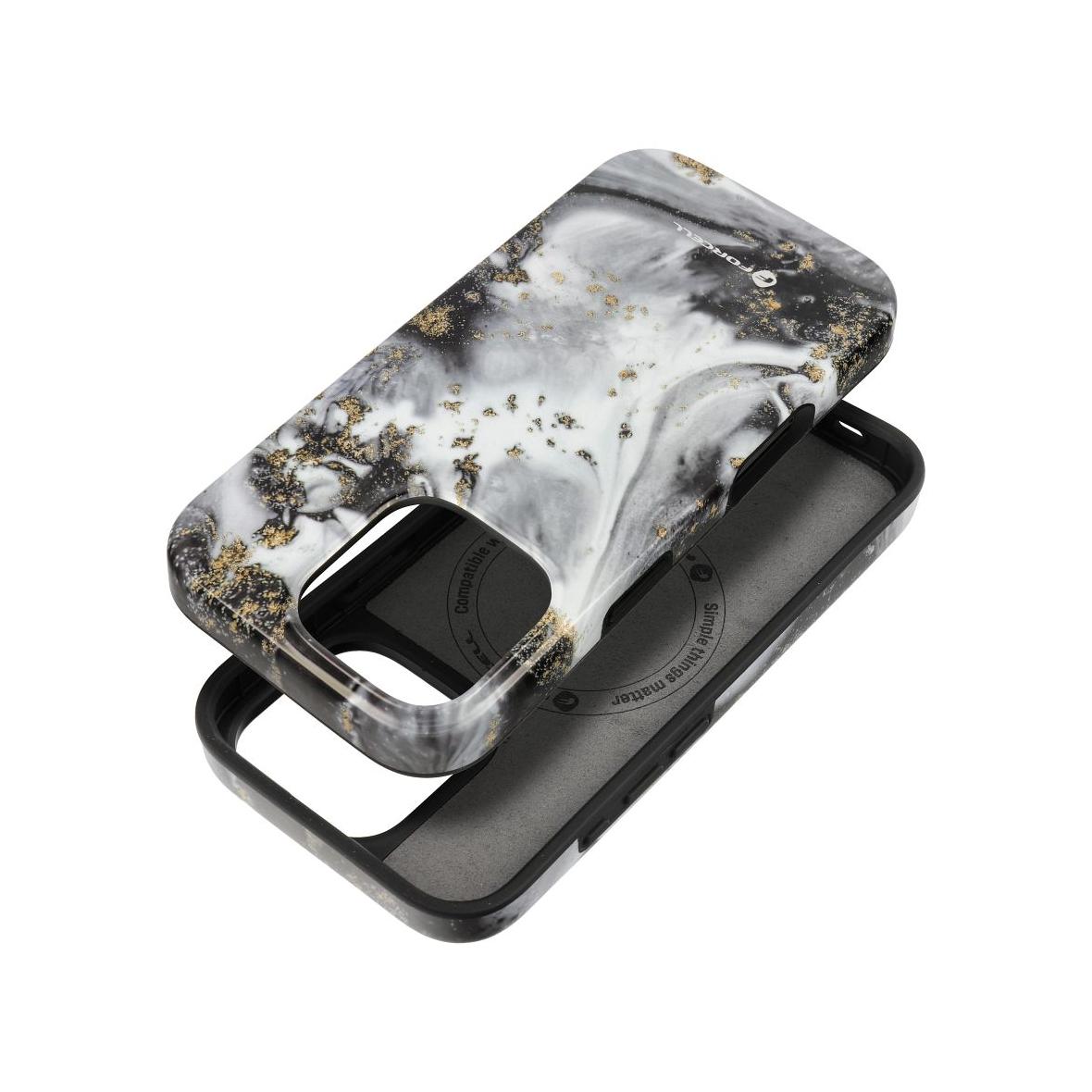 Etui na iPhone 15 PLUS Forcell F-Protect Mirage zgodny z MagSafe Military Drop-Test silver fog