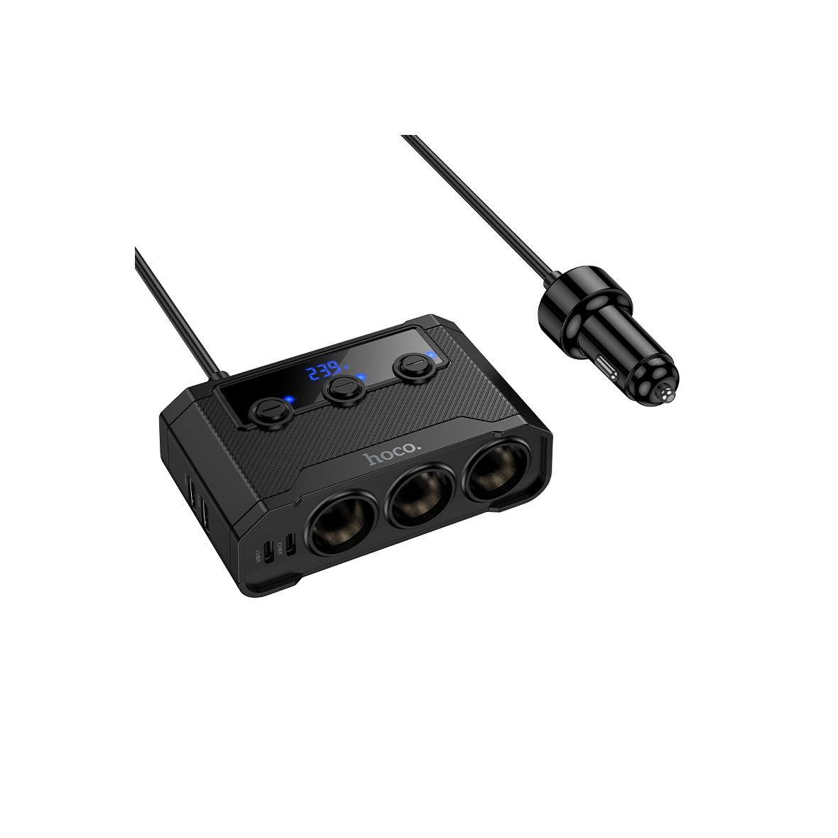 Ładowarka samochodowa Hoco z rozdzielaczem 2xUSB A + 2xUSB C + 3 port zapalniczki QC3.0 PD 240W Z64 czarna