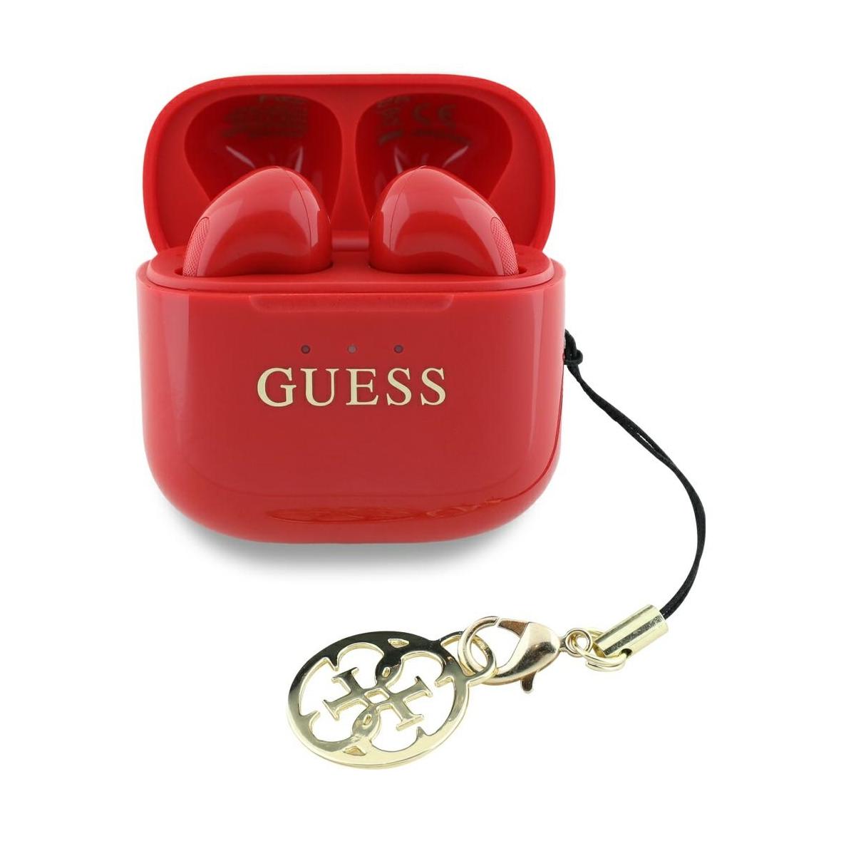 Słuchawki bezprzewodowe douszne Guess TWS Effect Printed Classic Logo & Charm czerwone