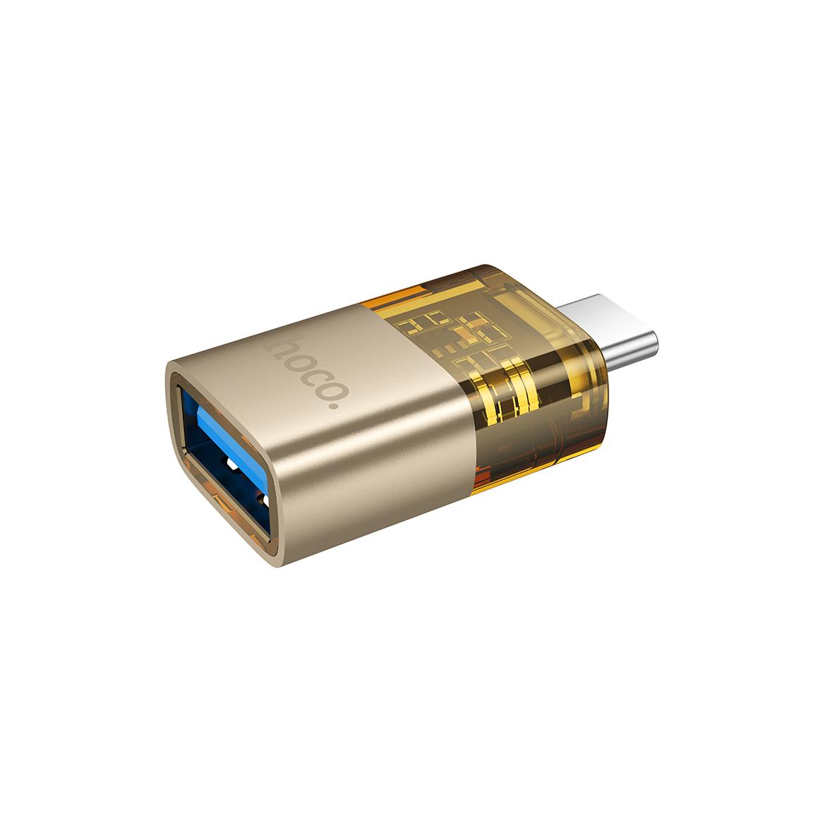 Adapter OTG USB C do USB A Hoco UA36B złoty