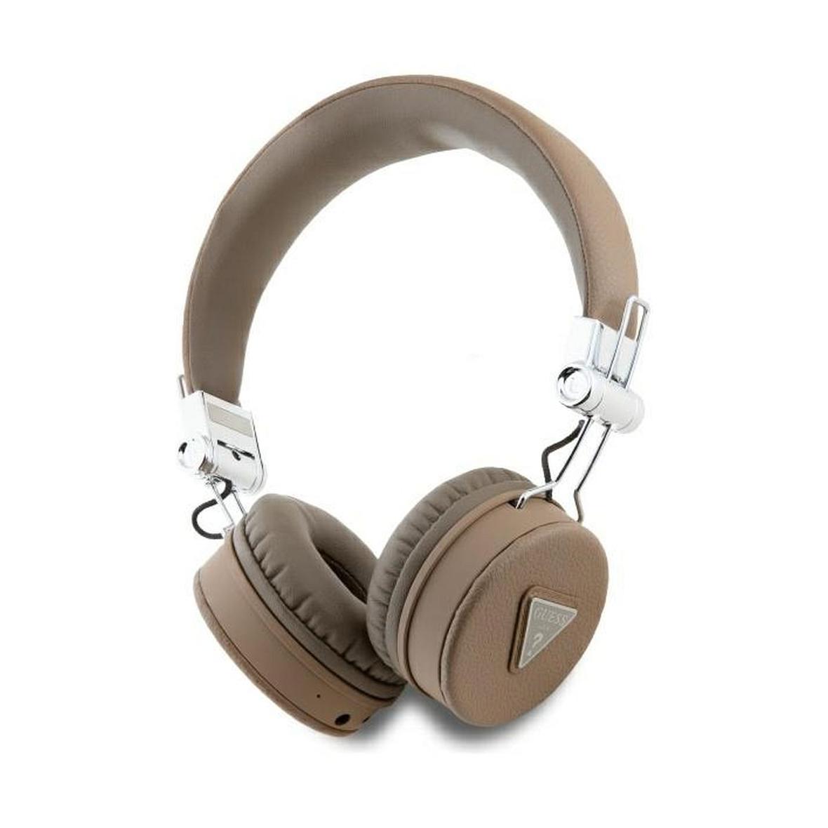 GUESS słuchawki bezprzewodowe bluetooth nagłowne ENC GUBH70PGTSPSW (Grained Classic Round Shape) brązowe