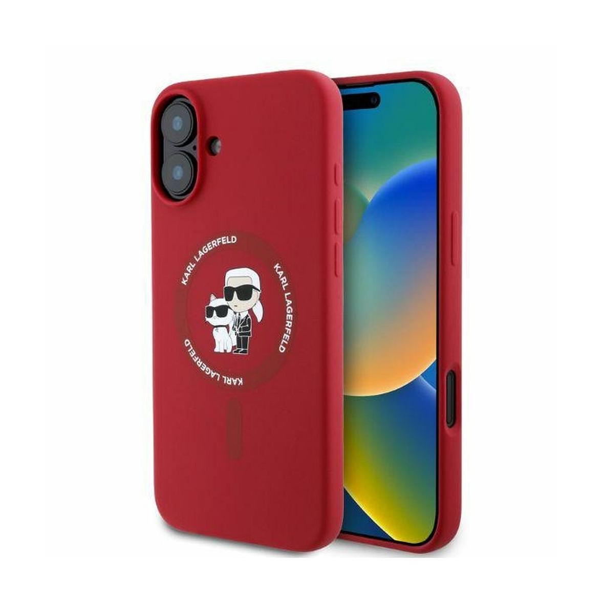 KARL LAGERFELD futerał do IPHONE 16 kompatybilny z MagSafe KLHMP16SSCMKCRHR (Silicone KC Body Ring) czerwony