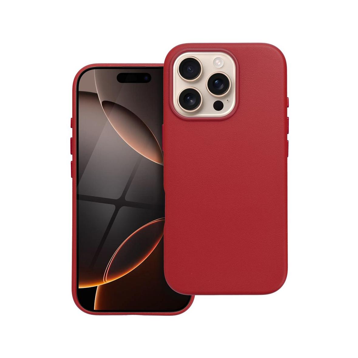 Futerał LEATHER MAG COVER kompatybilny z MagSafe do IPHONE 16 Pro czerwony