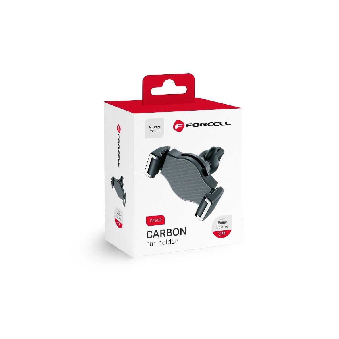 Uchwyt na telefon do samochodu uniwersalny Forcell F-Grip Carbon H-CF509 do kratki czarny