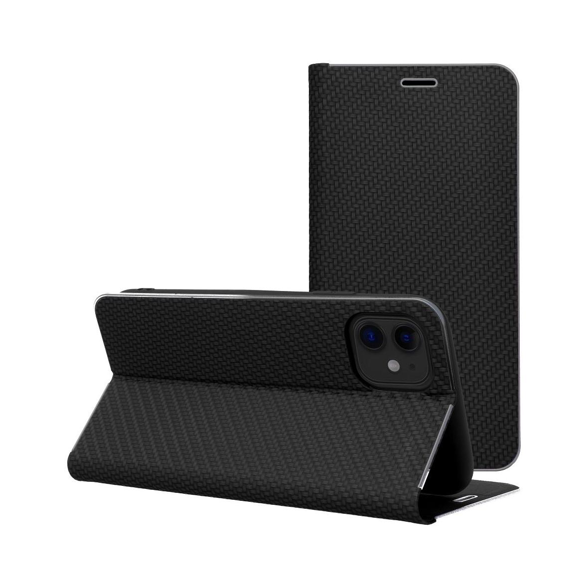 Etui z klapką na iPhone 17 Luna Book Carbon czarne