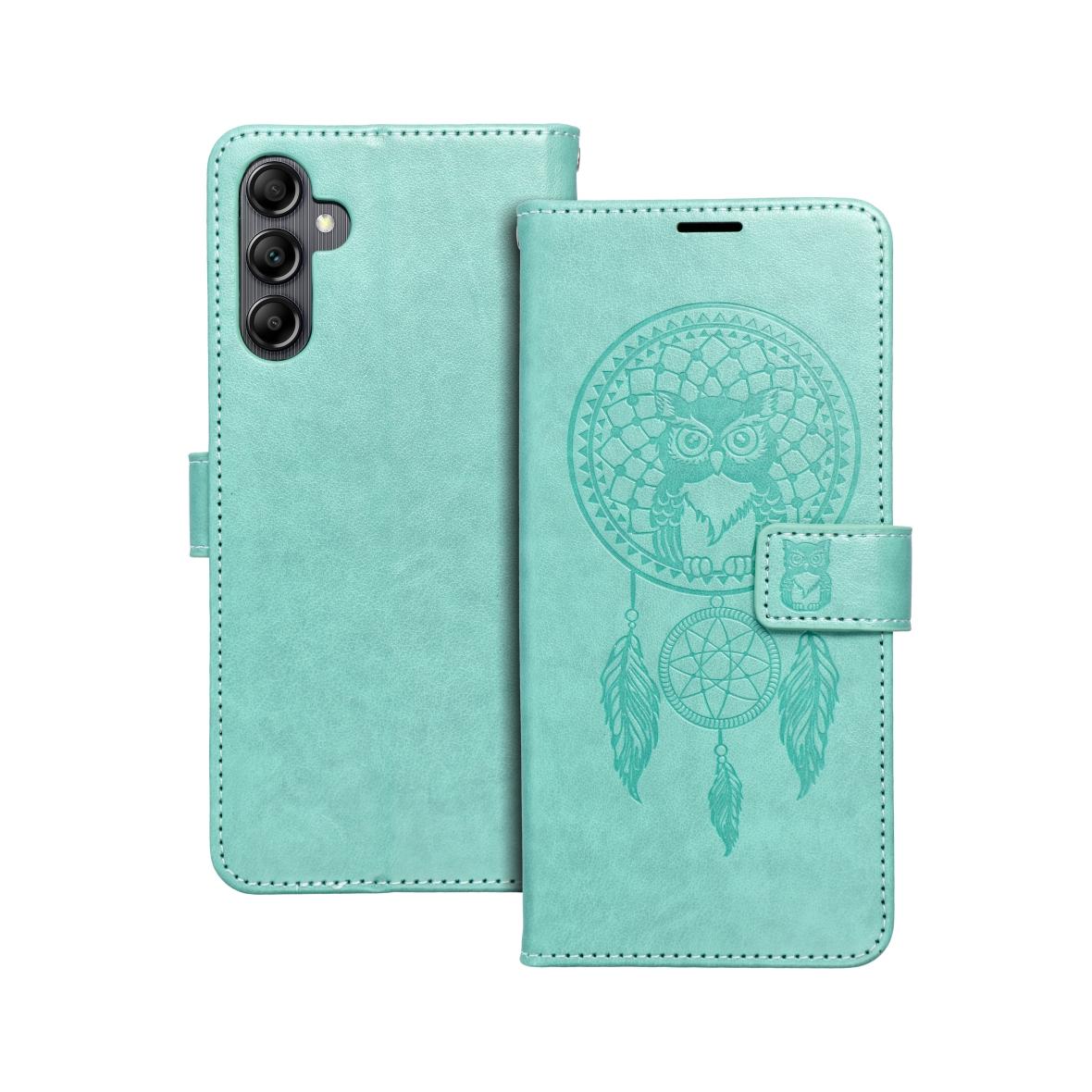 Etui z klapką na Samsung A14 4G / A14 5G Mezzo Book łapacz snów zielone