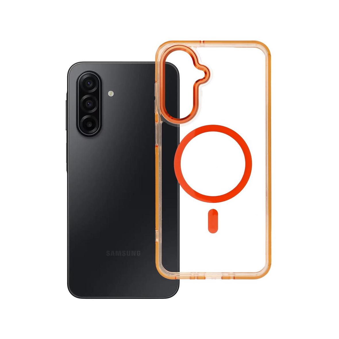 Futerał do Samsung A17 Frame Clear Hybrid Mag Cover zgodny z MagSafe pomarańczowy