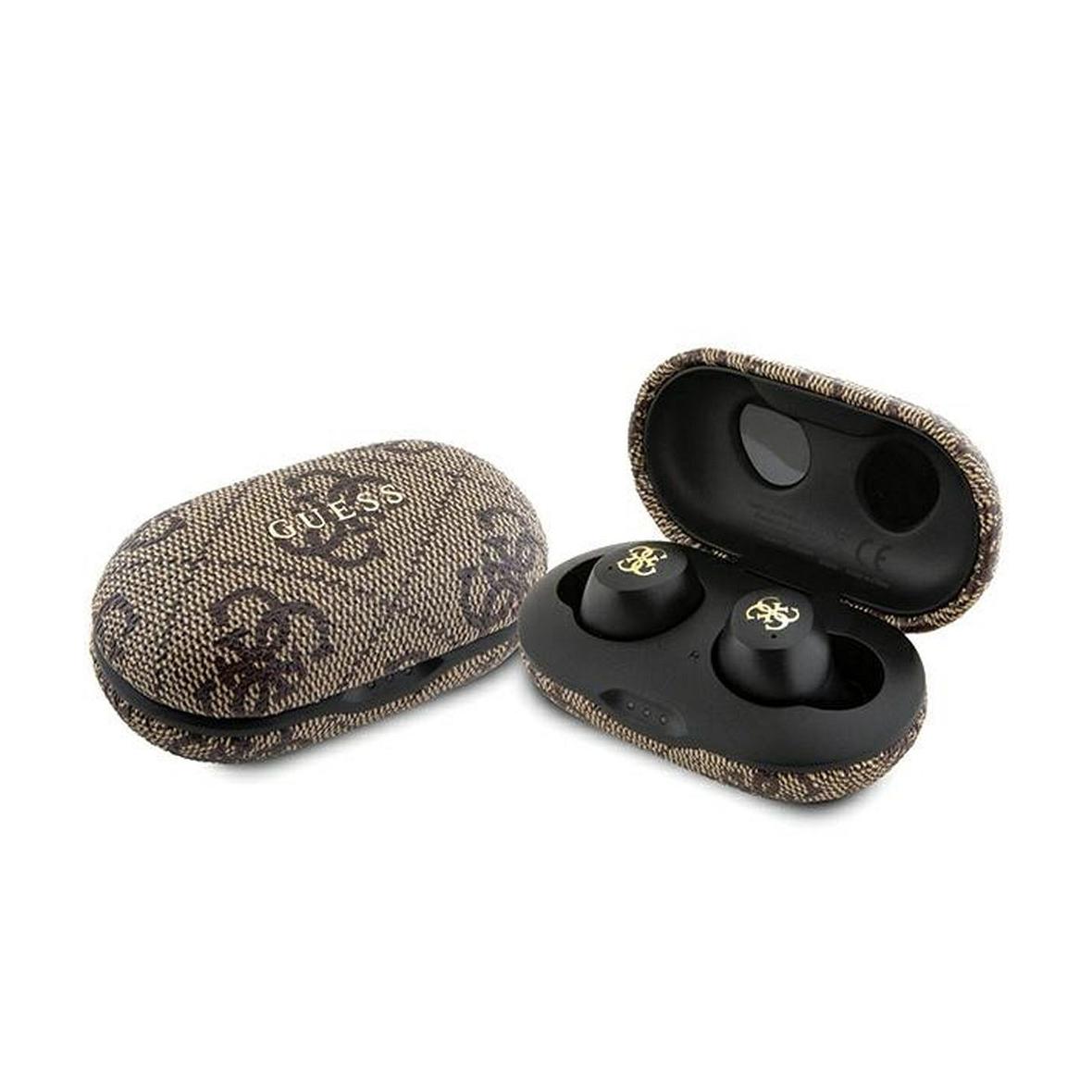 GUESS słuchawki bezprzewodowe bluetooth TWS ENC + stacja dokująca GUTWSP4EGW (4G Metal) brązowe