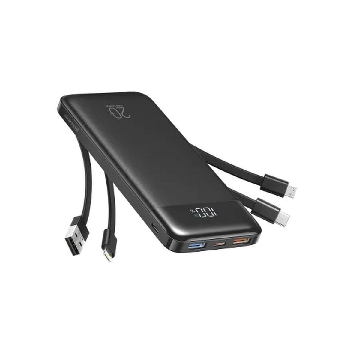 Powerbank PD3.0 3A 22,5W 20000 mAh z wbudowanymi kablami USB A / USB C / Lightning / Micro USB Charmast W2065 czarny