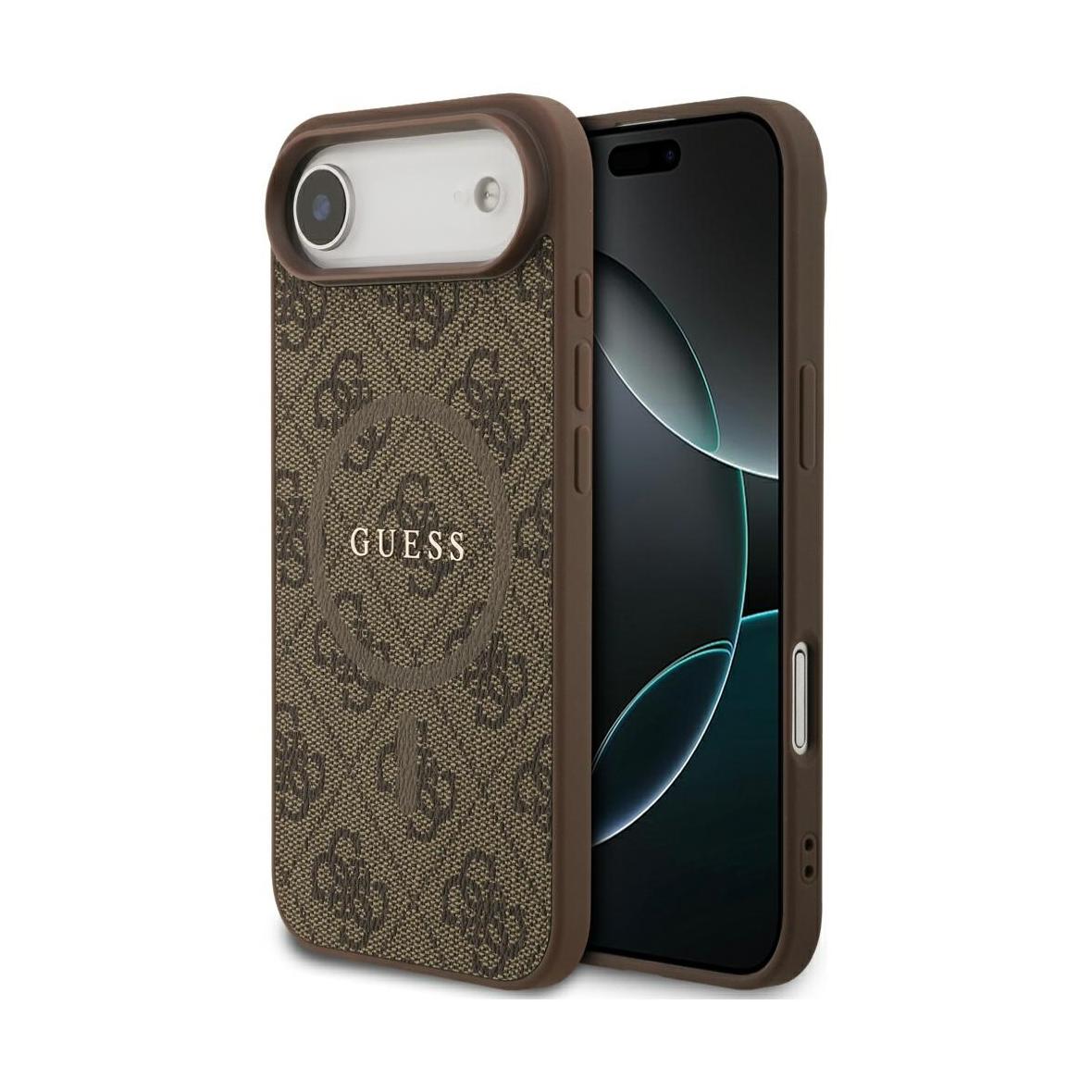 GUESS futerał do IPHONE 17 Air kompatybilny z MagSafe GUHMP17MG4GFRW (PU 4G Ring Classic Logo) brązowy