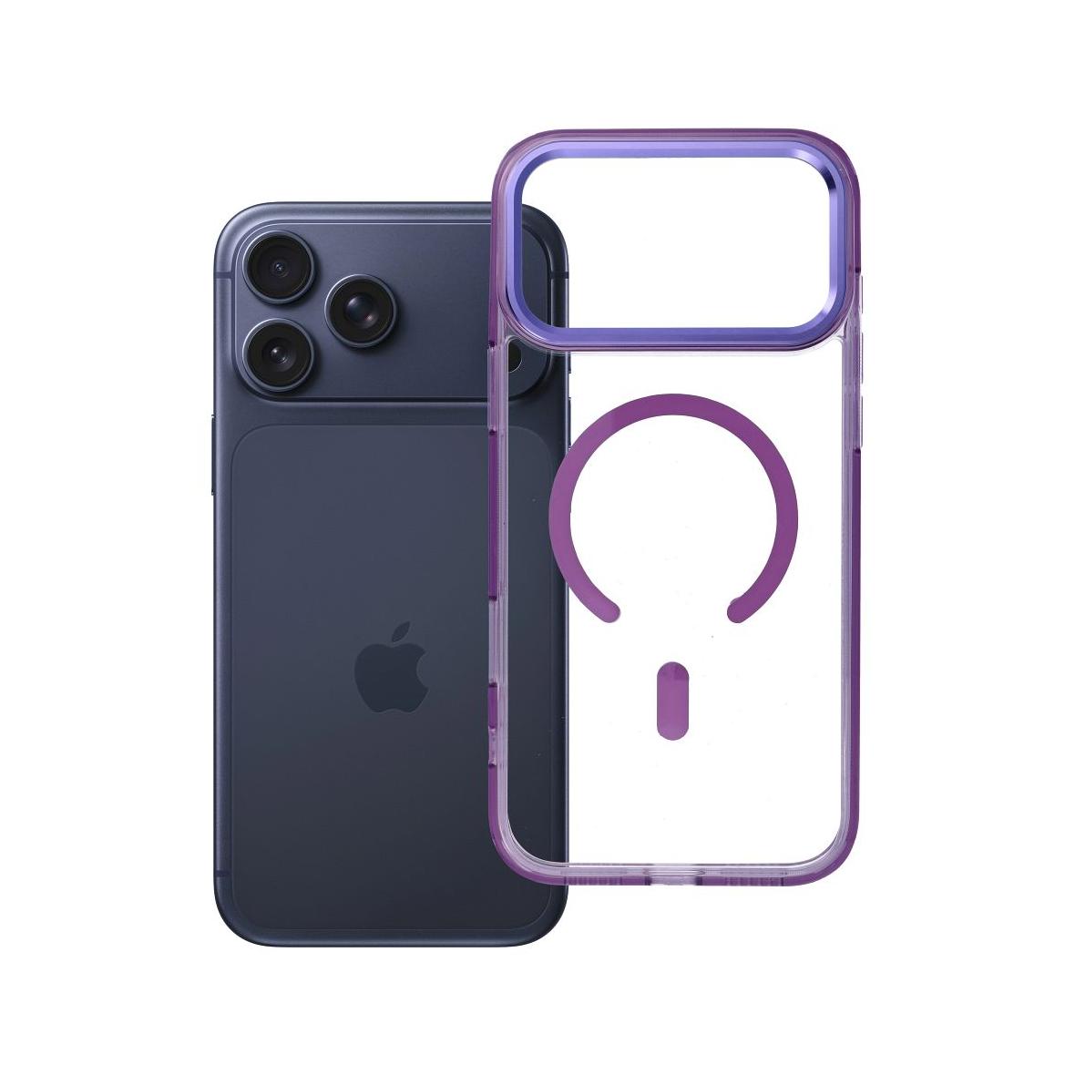 Futerał do iPhone 17 PRO MAX Frame Clear Hybrid Mag Cover zgodny z MagSafe fioletowy