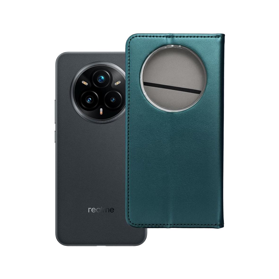 Etui z klapką na Realme 14 PRO PLUS Smart Magneto ciemnozielone