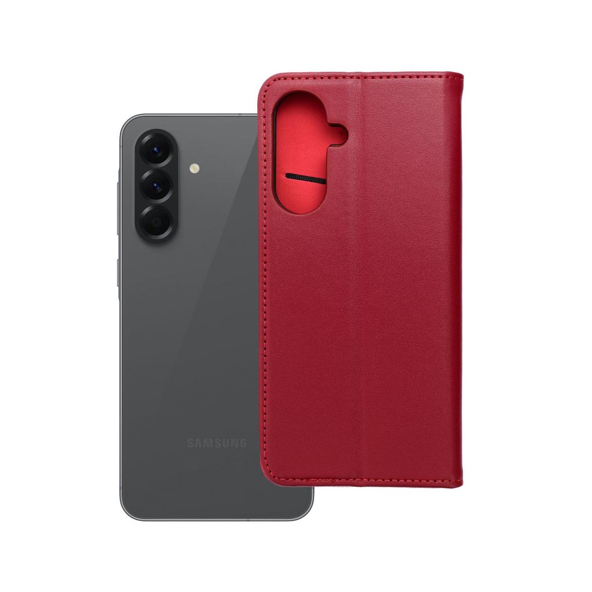 Etui z klapką na Samsung A56 5G Smart Pro Book skórzane bordowe