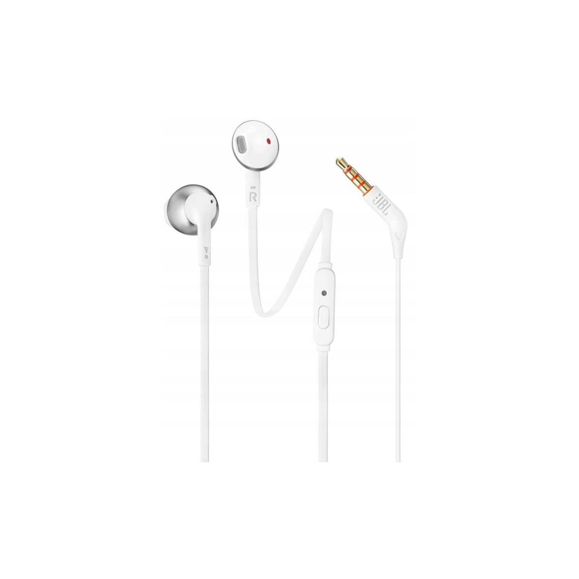 Słuchawki przewodowe douszne Jack 3,5 mm JBL T205 białe