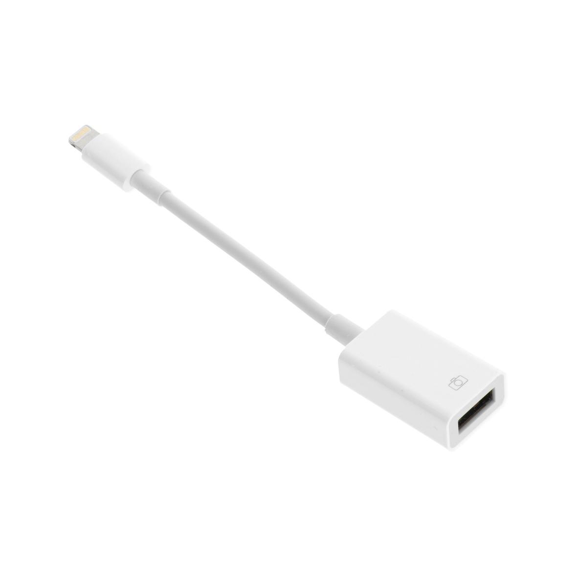 Adapter OTG USB A (żeński) do Lightning (męski) biały