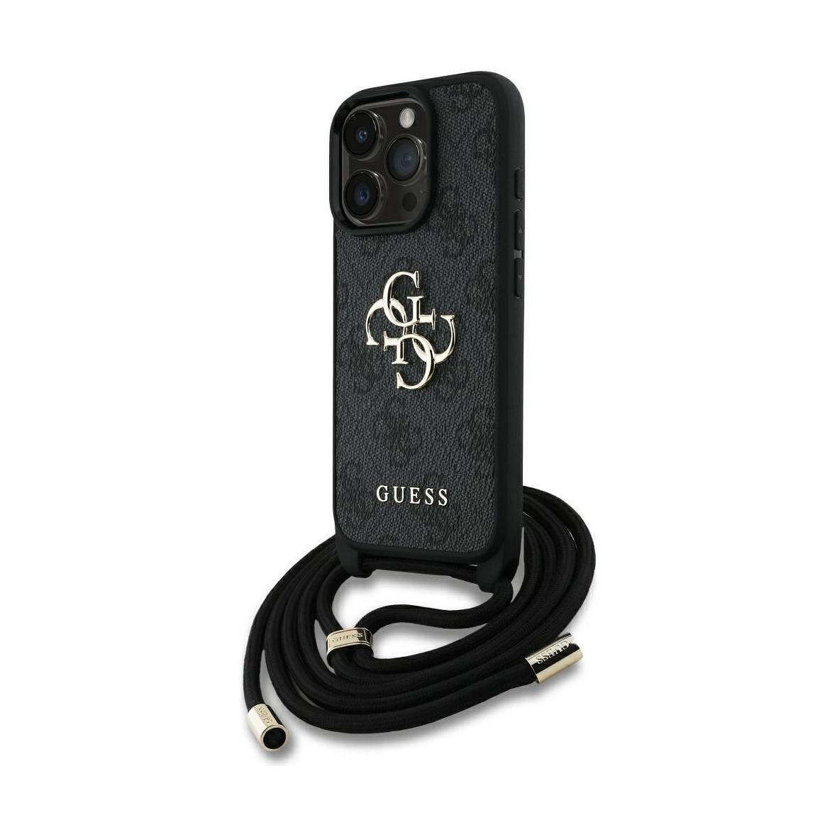 GUESS futerał do IPHONE 16 Pro Max GUHCP16XP4GMGCRK (CBDY PU 4G Big Logo W/Cord Strap) czarny