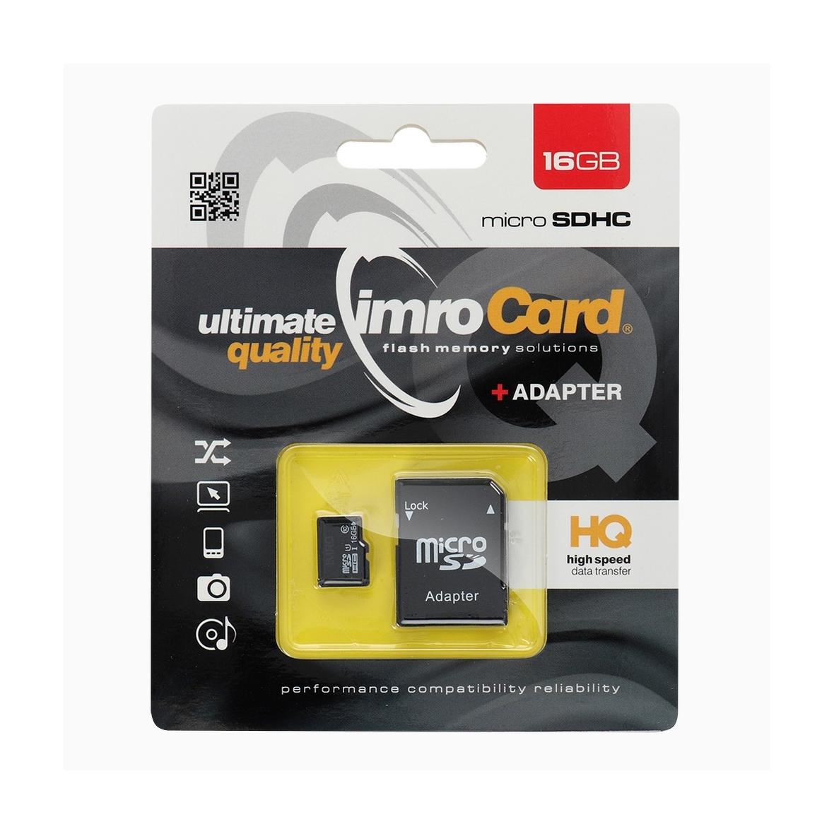 IMRO karta pamięci microSD 16GB 100MB/s class 10 UHS I z adapterem SD