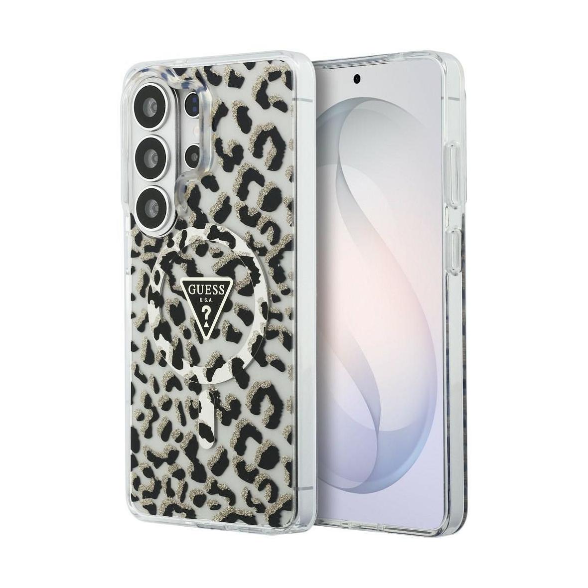 GUESS futerał do SAMSUNG S26 Ultra GUHMS26LHLEGTGLK (Magnetic IML Leopard Print Triangle) czarny