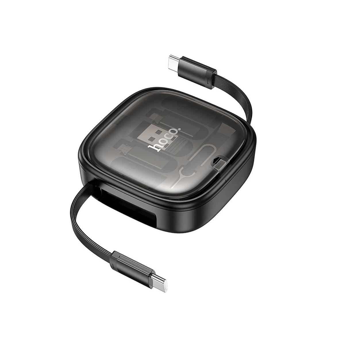 Kabel All-in-one Hoco PD 3A 60W 0,95 m zwijany w zestawie z wymiennymi końcówkami U140 czarny
