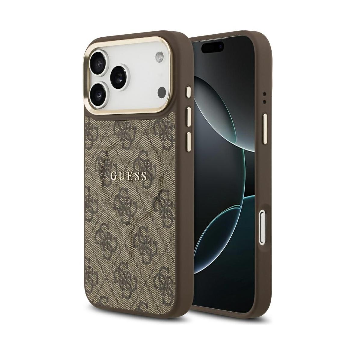 GUESS futerał do IPHONE 17 Pro Max kompatybilny z MagSafe GUHMP17XP4MSEGCW (PU 4G W/ Classic) brązowy