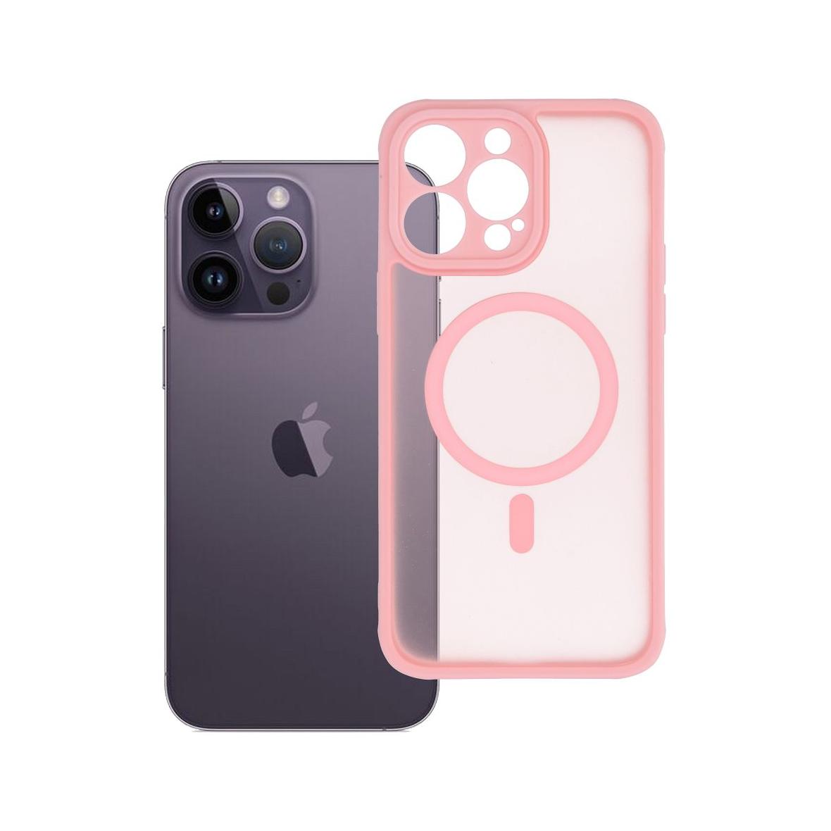 Futerał do iPhone 14 PRO MAX Full Matte Mag Cover zgodny z MagSafe jasnoróżowy