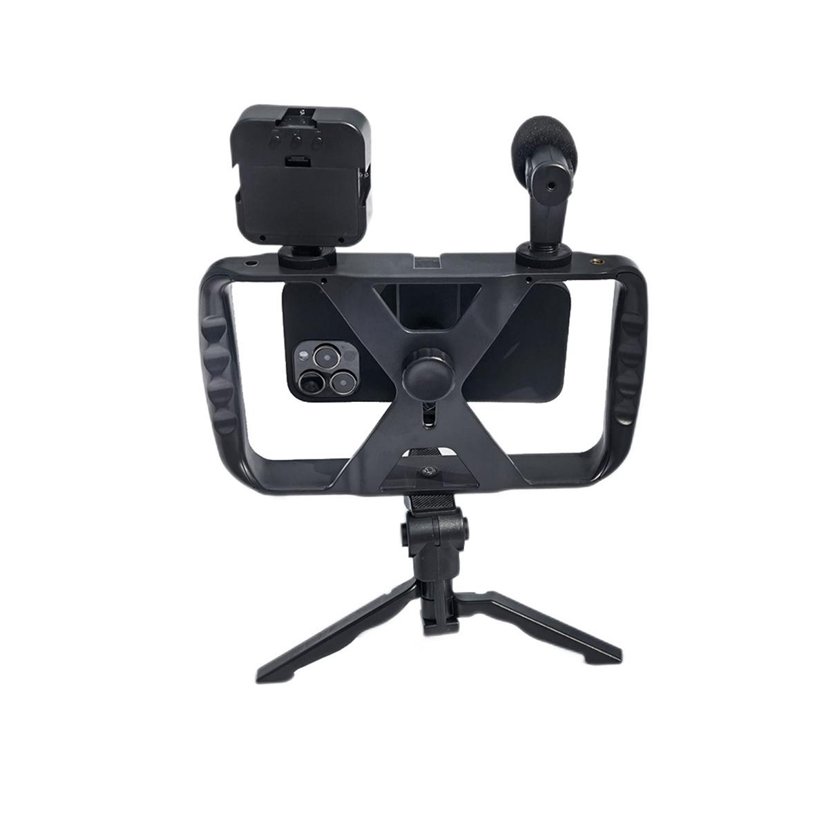 Uchwyt selfie z pilotem bezprzewodowym tripod z LED / mikrofonem do streamów TL-49T czarny