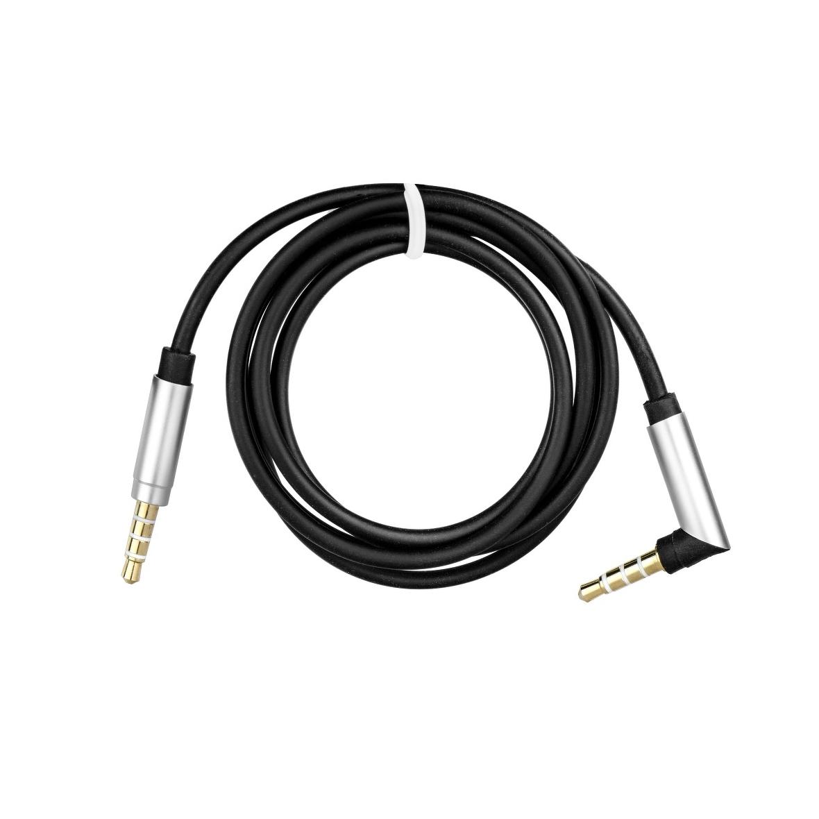 Kabel AUX Jack 3,5 mm (męski) do Jack 3,5 mm (męski) pod kątem 90 stopni 1 m czarny