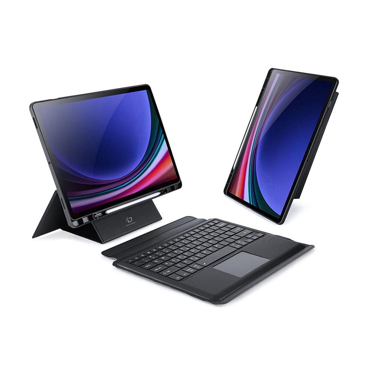 DUX DUCIS etui DK składane z podświetlaną klawiaturą bezprzewodową do SAMSUNG Tab S10 Plus/S9 Plus/S9 FE Plus czarne