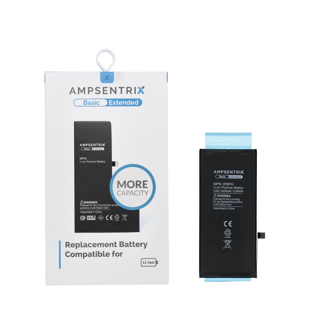 AmpSentrix Basic bateria do iPhone 8 Plus (zwiększona pojemność 3400 mAh)