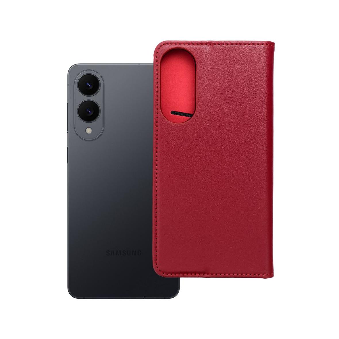 Etui z klapką na Samsung S25 EDGE Smart Pro Book skórzane bordowe