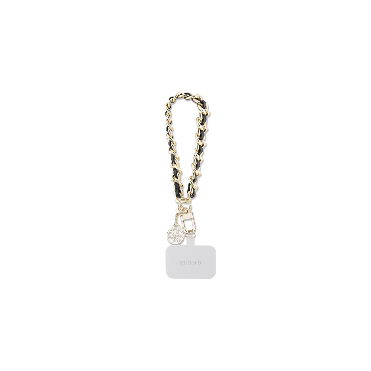 GUESS hand strap GUOUCHSAMC4K (Saffiano Chain Strap 4G Charm) czarny