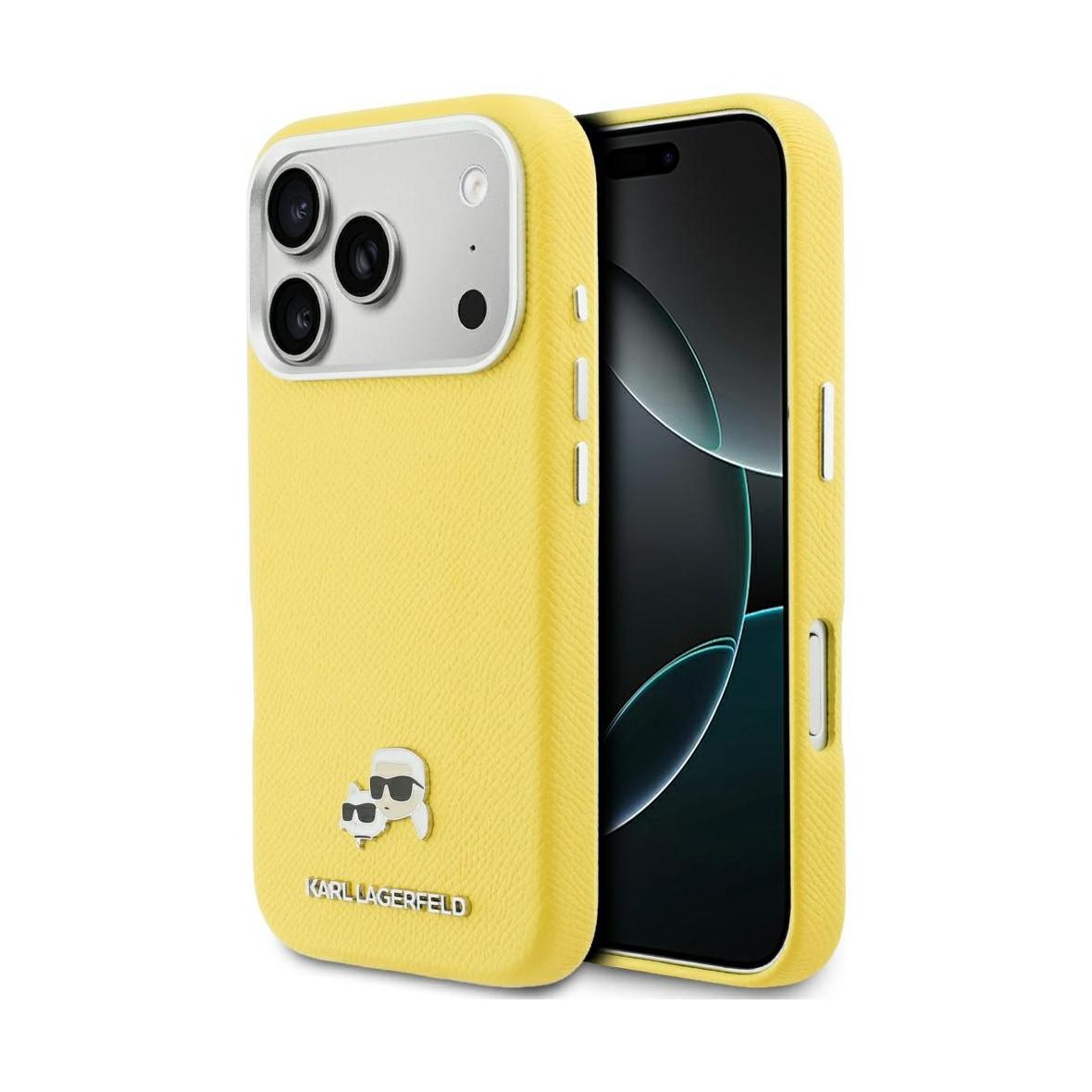KARL LAGERFELD futerał do IPHONE 17 Pro kompatybilny z MagSafe KLHMP17L6PFKCLY (PU FW W/ K&C Head Pin) żółty