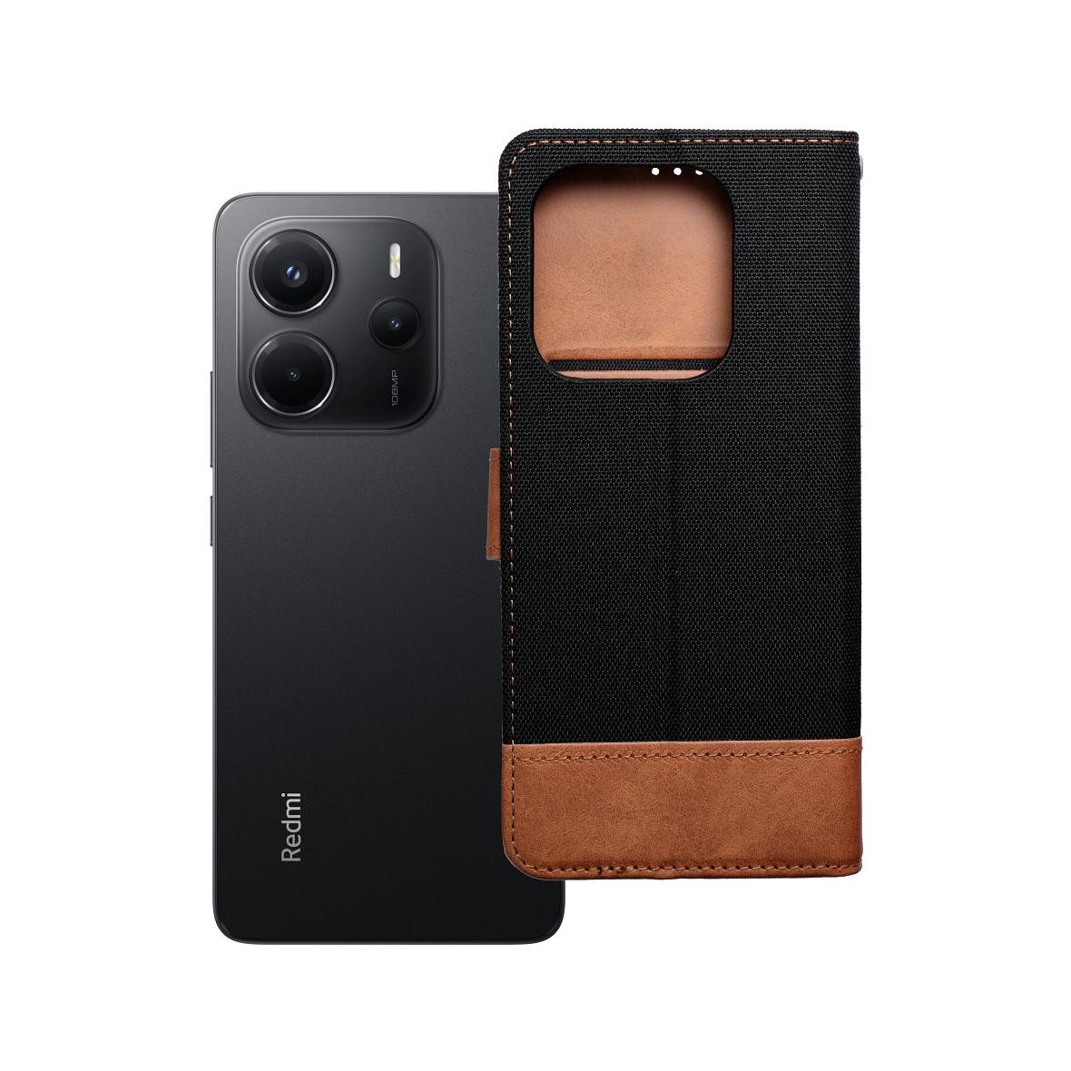 Etui z klapką na Xiaomi Redmi NOTE 14 4G (GLOBAL - 164,84mm x 78,15mm x 8,16mm) Jeans Book czarne
