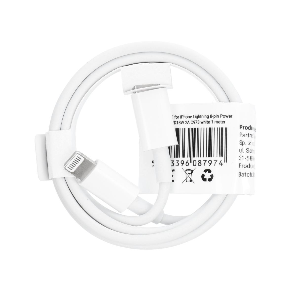 Kabel USB C do Lightning PD 2A 18W 1 m C973 biały