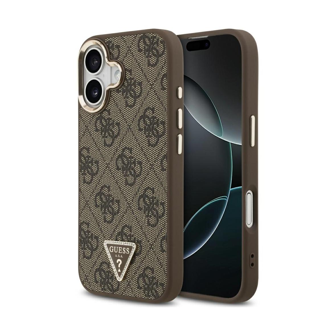 GUESS futerał do IPHONE 17 kompatybilny z MagSafe GUHMP17SP4GTDGMW (4G PU W/ Triangle Logo) złoto brązowy
