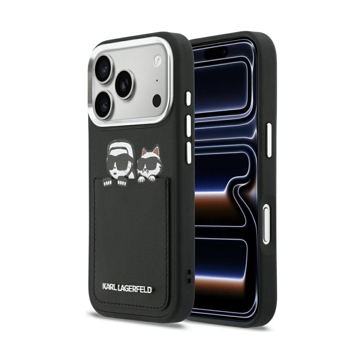 KARL LAGERFELD futerał do IPHONE 17 Pro Max KLHCP17X6PCSPKCK (PU W/ K&C Print & Pocket) czarny