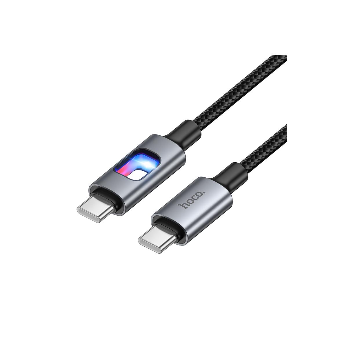 Kabel USB z diodami LED USB C do USB C Hoco 3A 60W 1,2 m U144 czarny