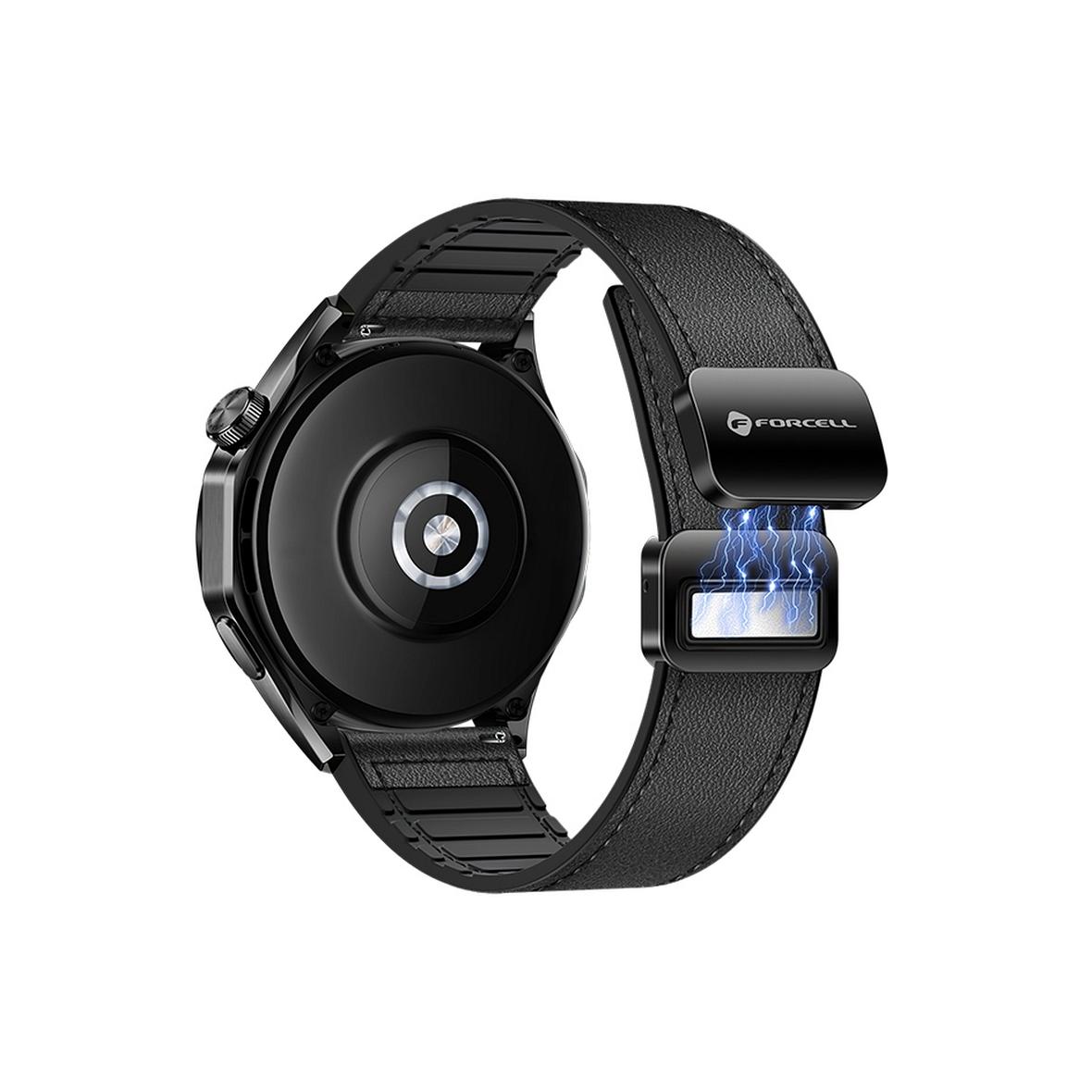 Pasek do Samsung Galaxy Watch Forcell F-Design FS20 magnetyczny skóra ekologiczna 22 mm czarny