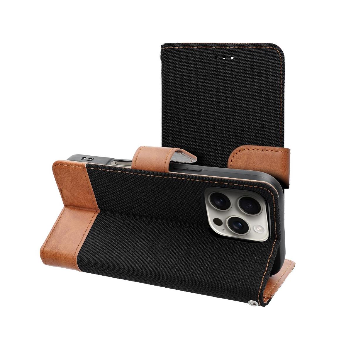 Etui z klapką na iPhone 16 PLUS Jeans Book czarne
