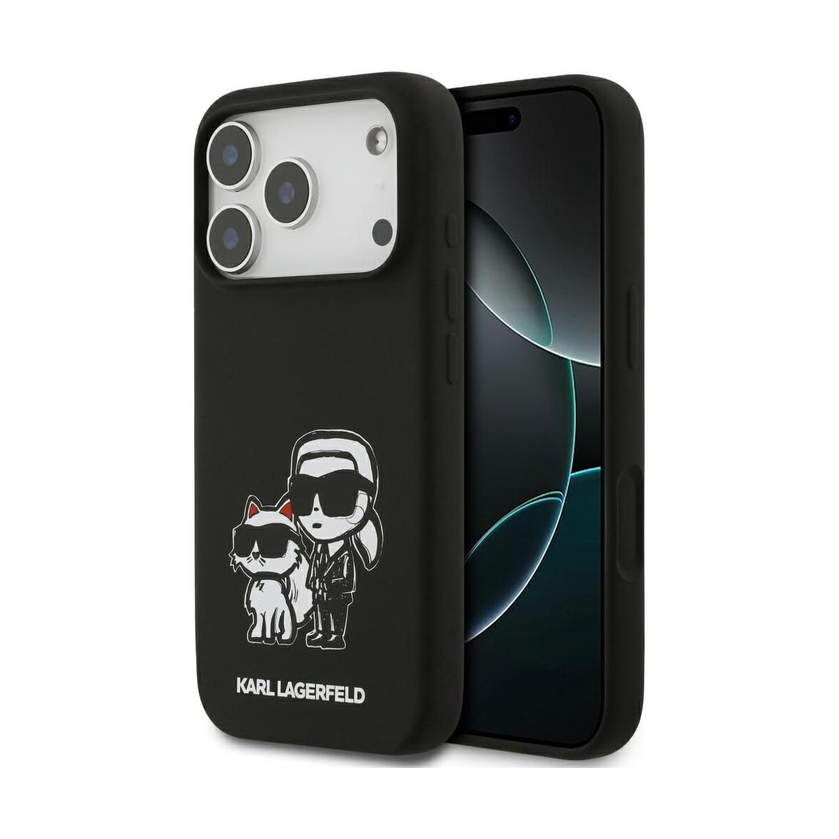 KARL LAGERFELD futerał do IPHONE 17 Pro kompatybilny z MagSafe KLHMP17LSKCGRGOK (Silicone W/ K&C Sketch & Logo) czarny
