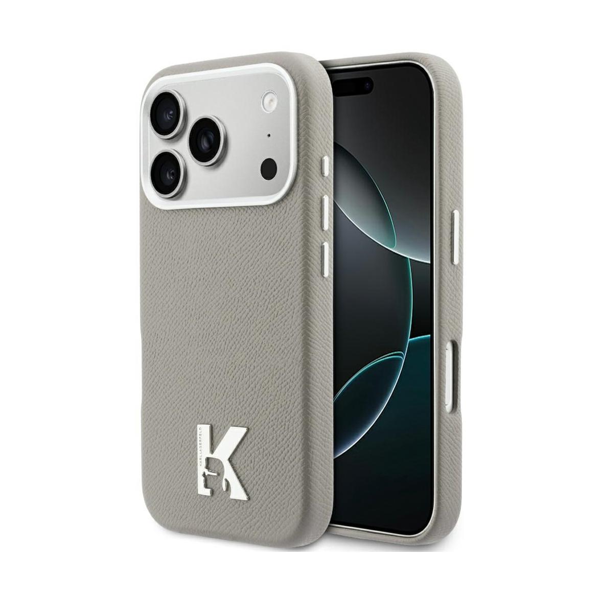 KARL LAGERFELD futerał do IPHONE 17 Pro kompatybilny z MagSafe KLHMP17L5PGFKHGG (PU FW W/ KHead Logo) szary