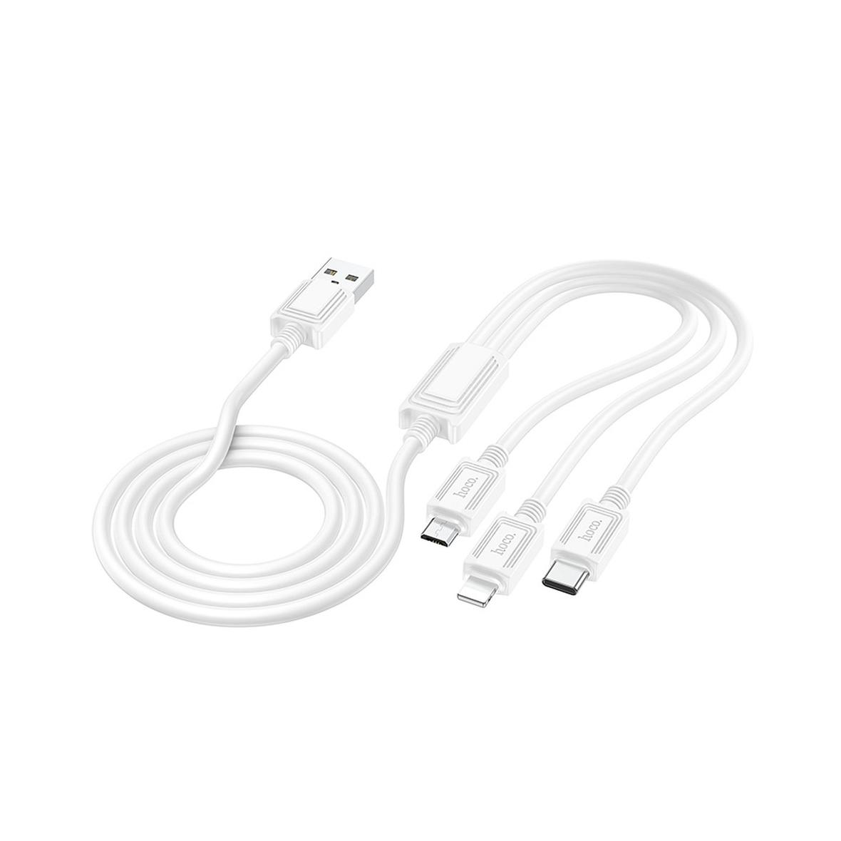 Kabel 3w1 USB A do Lightning / Micro USB / USB C Hoco 2A 1 m X74 biały