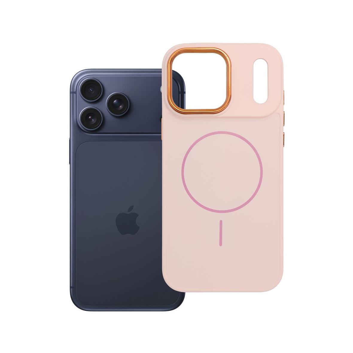 Futerał do iPhone 17 PRO MAX Frame Mag Cover zgodny z MagSafe pudrowy róż