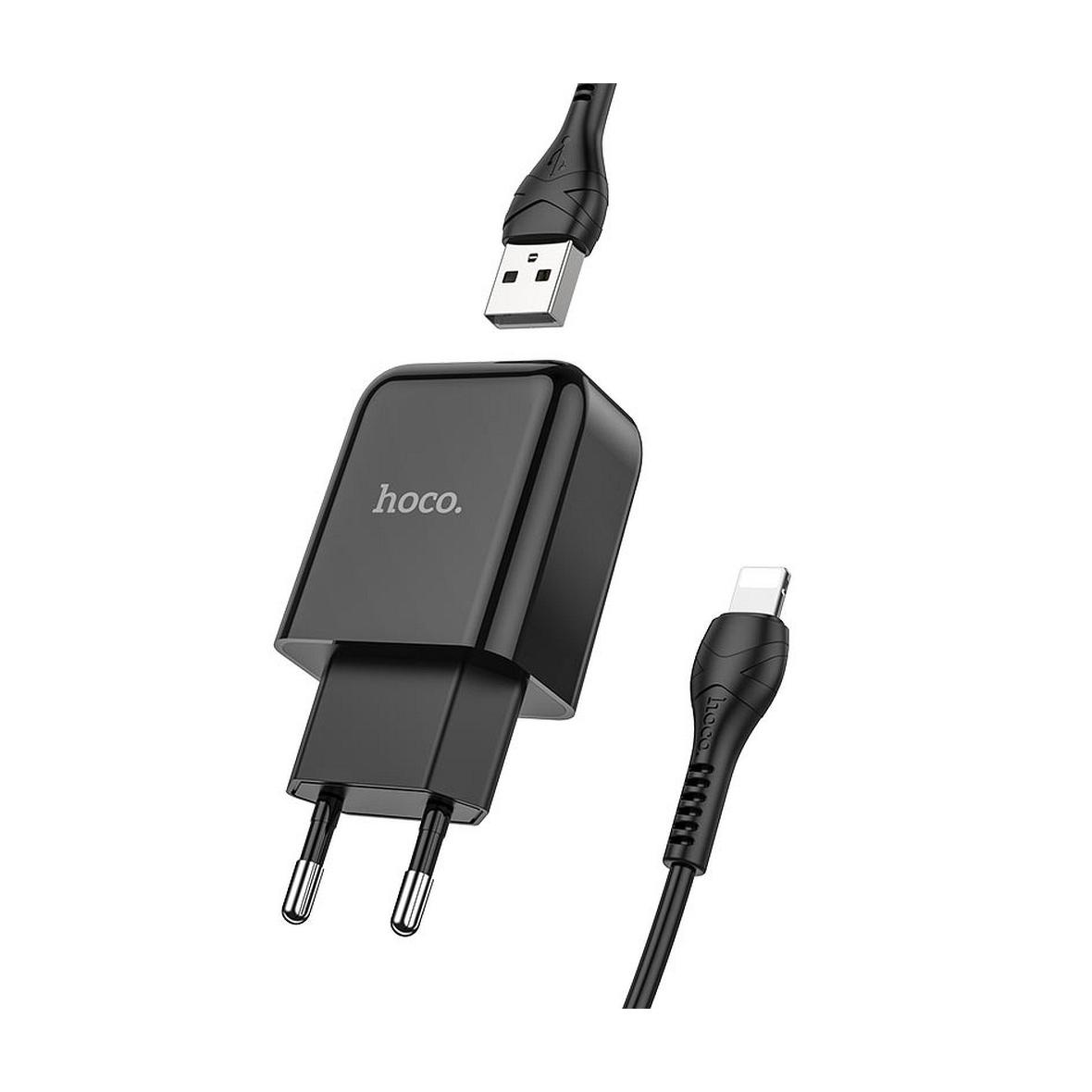 Ładowarka sieciowa do telefonu Hoco USB A 2A 10W + kabel USB A do Lightning N2 czarna