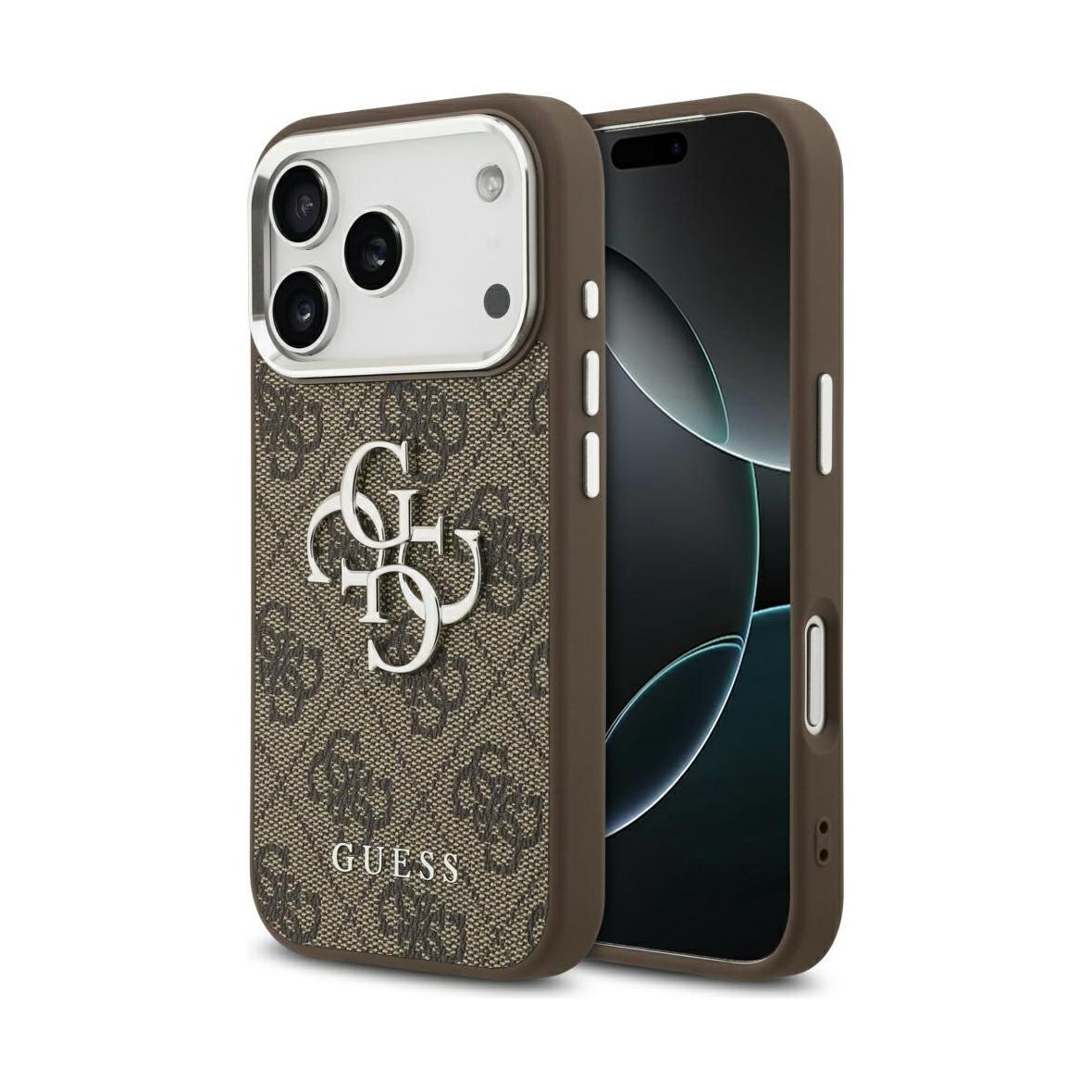 GUESS futerał do IPHONE 17 Pro GUHCP17LP4G4SMCW (4G PU Leather Case with Big 4G and Classic Logo and Silver Metal Camera Frame) brązowy