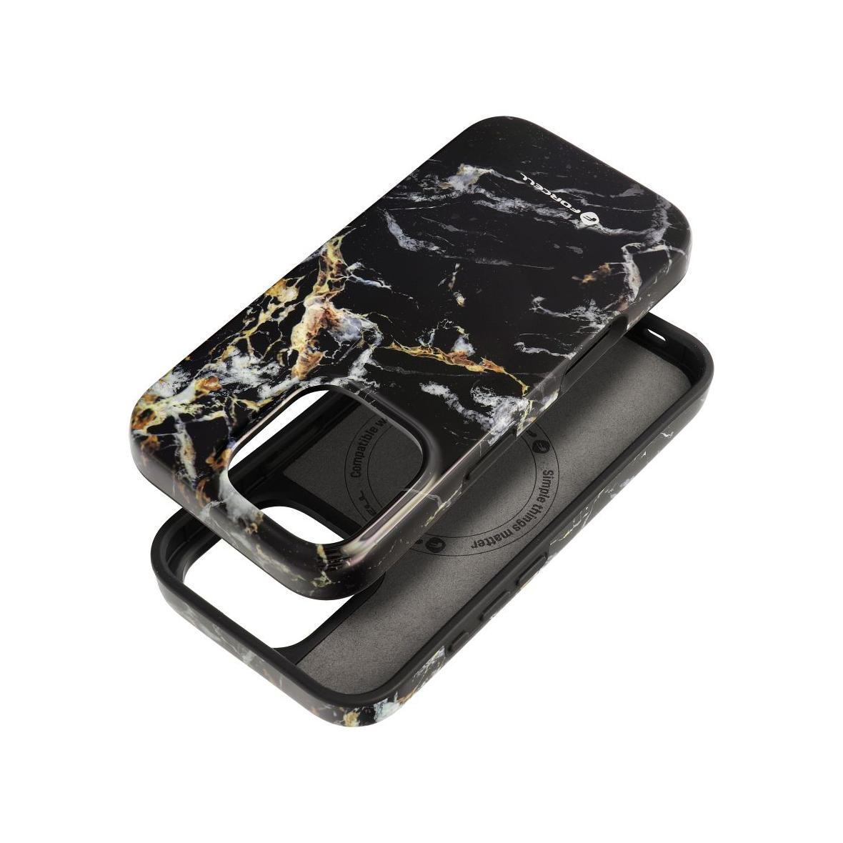 Etui na iPhone 15 PLUS Forcell F-Protect Mirage zgodny z MagSafe Military Drop-Test black marble