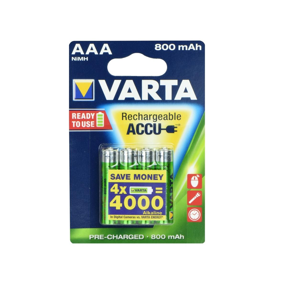 VARTA bateria akumulatorowa R3 (AAA) 800 mAh ready to use 4 szt