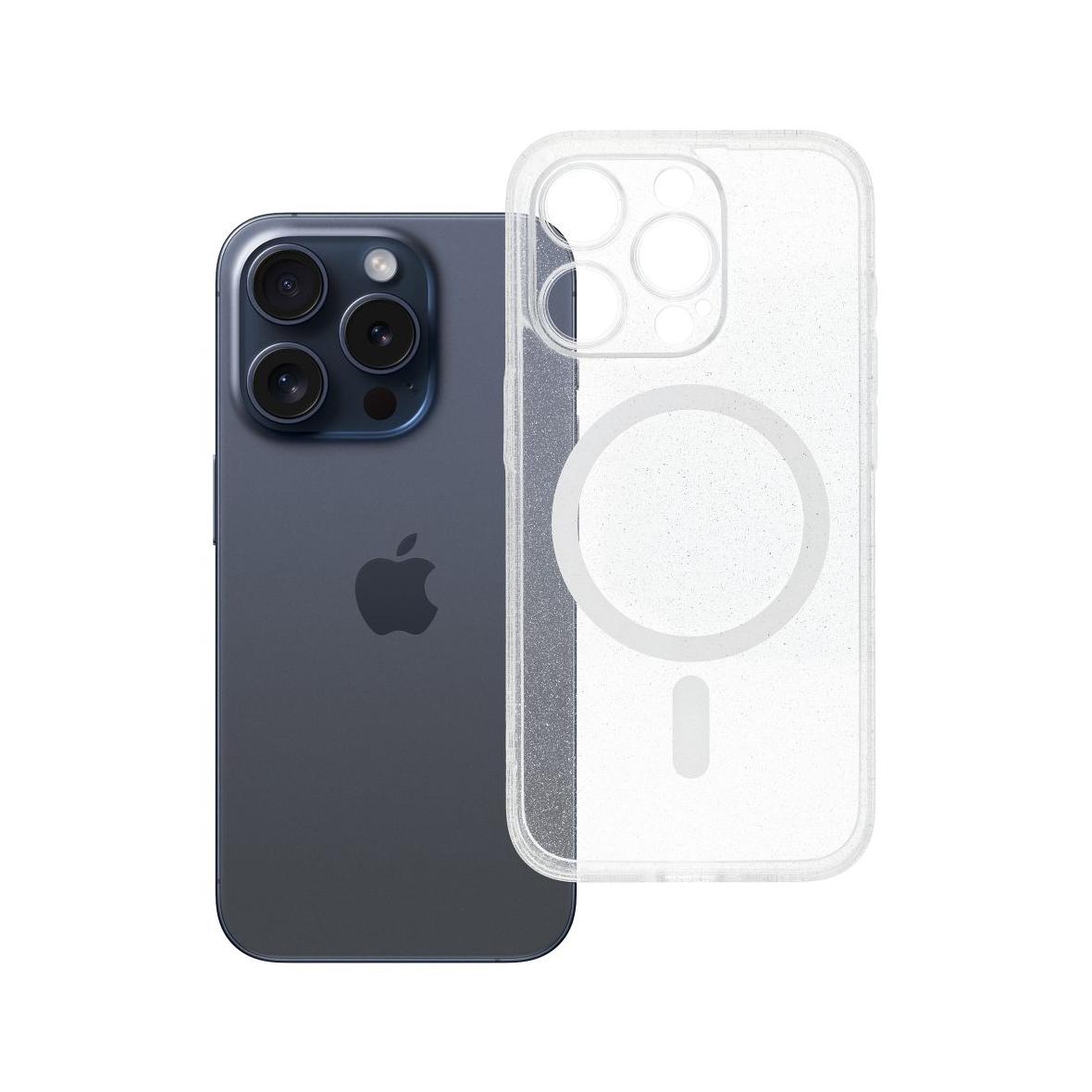 Futerał do iPhone 15 PRO Clear Mag Cover (STR / CAMERA PROTECTION) zgodny z MagSafe  transparentny glitter