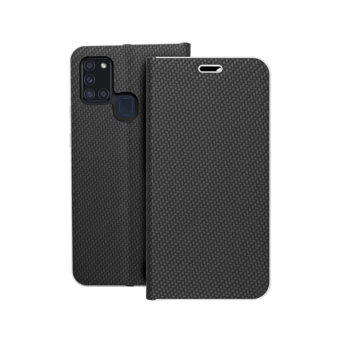 Etui z klapką na Samsung A21s Luna Book Carbon czarne