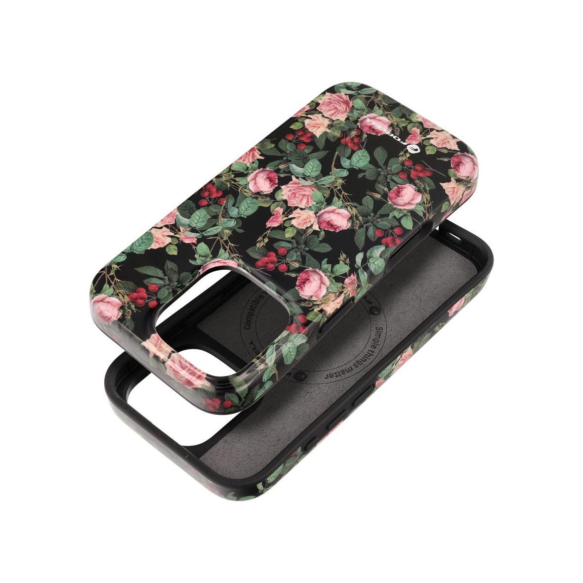 Etui na iPhone 15 PLUS Forcell F-Protect Mirage zgodny z MagSafe Military Drop-Test rose drama